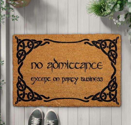 No Admittance Except on Party Business Doormat, Funny Doormat, Entryway Decor, Front Door Rug, Nerdy Home Decor Gift