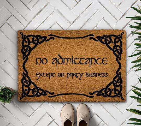 No Admittance Except on Party Business Doormat, Funny Doormat, Entryway Decor, Front Door Rug, Nerdy Home Decor Gift