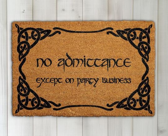 No Admittance Except on Party Business Doormat, Funny Doormat, Entryway Decor, Front Door Rug, Nerdy Home Decor Gift
