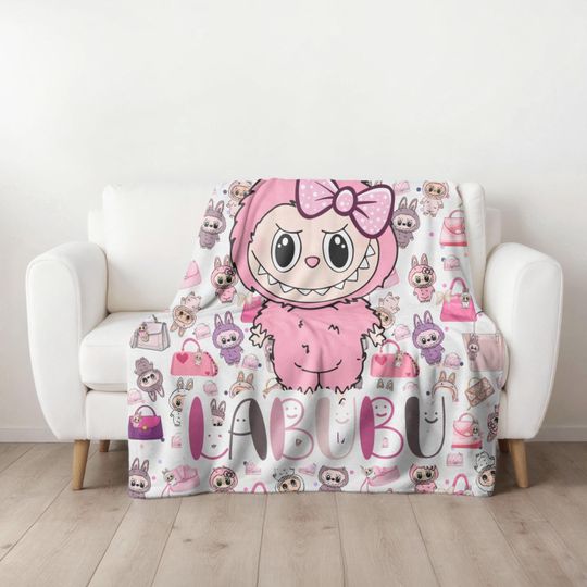Labubu Fleece Blanket, Kid Blanket, Back To School Gift