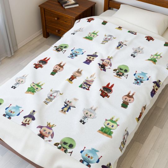 Popular Labubu Characters Fleece Blanket, Kid Blanket, Back To School Gift