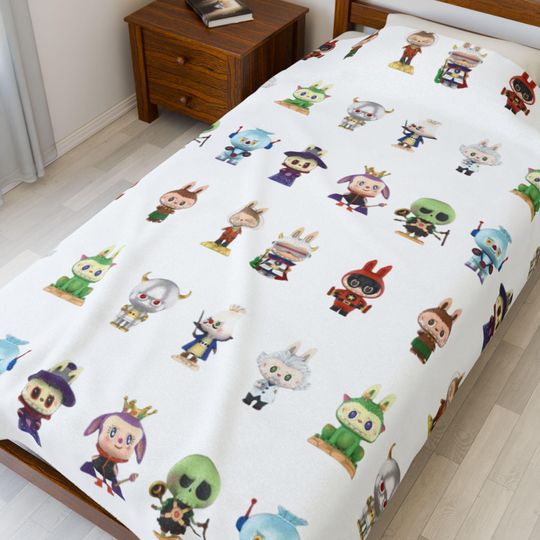 Popular Labubu Characters Fleece Blanket, Kid Blanket, Back To School Gift