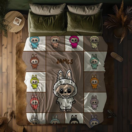 Personalized Blanket With Labubu Theme, Fleece Blanket, Kid Blanket, Back To School Gift