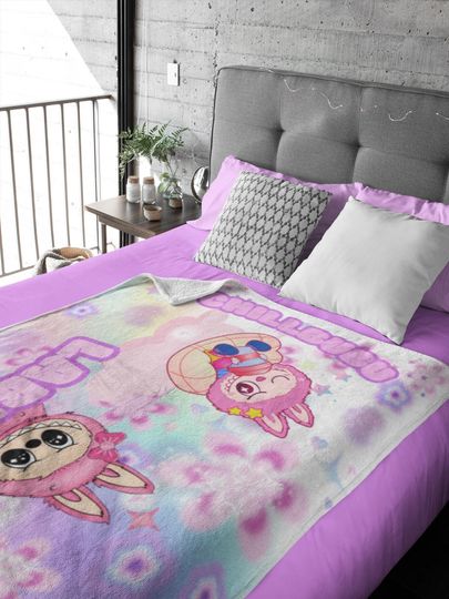 Chillbubu Labubu Blanket, Fleece Blanket, Kid Blanket, Back To School Gift