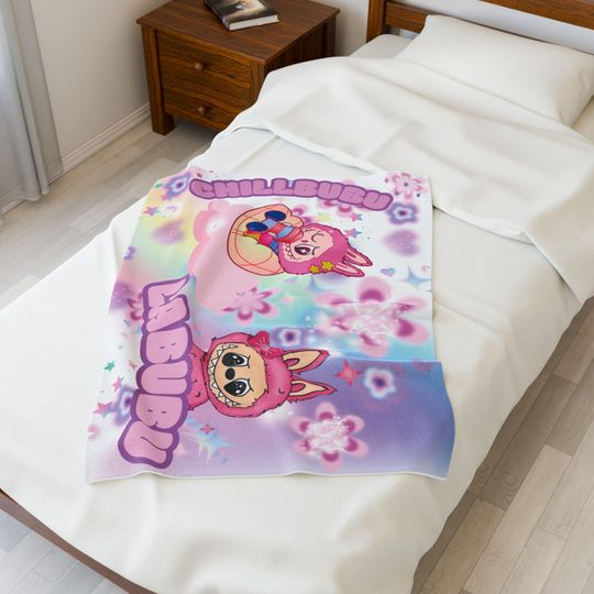 Chillbubu Labubu Blanket, Fleece Blanket, Kid Blanket, Back To School Gift