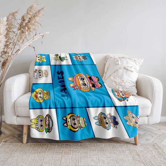 Personalized Labubu Fleece Blanket, Kid Blanket, Back To School Gift