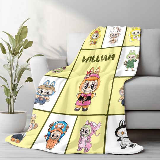 Personalized Labubu Fleece Blanket, Kid Blanket, Back To School Gift