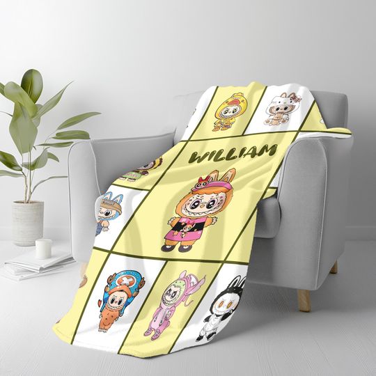 Personalized Labubu Fleece Blanket, Kid Blanket, Back To School Gift