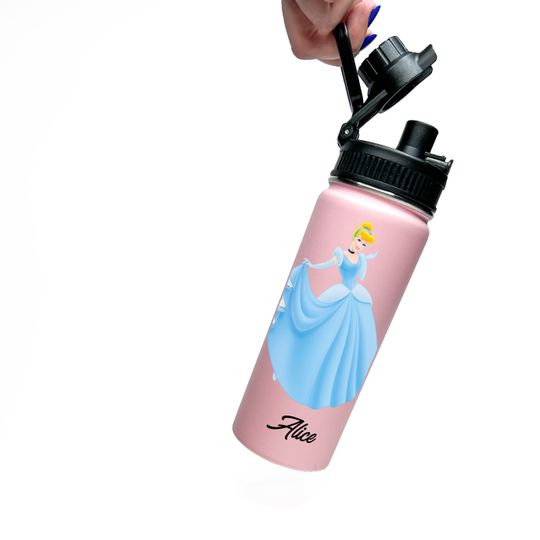 Cinde Personalized Stainless Steel Water Bottles Sports Lid, Custom Princess Girl Gift