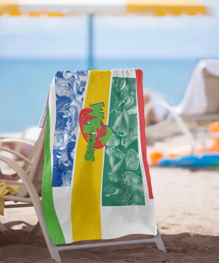 Space Jam Multicolor Group Collage Beach Towel 30"x60"