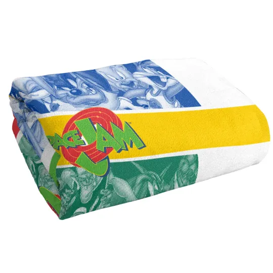 Space Jam Multicolor Group Collage Beach Towel 30"x60"