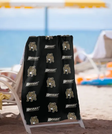 Bryant University Beach Towel/Bath Towel, 30"x60" Logo Pattern