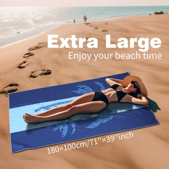SKYREH Large Beach Towel, 71" x 39" Oversized Lightweight Compact Quick Dry S...