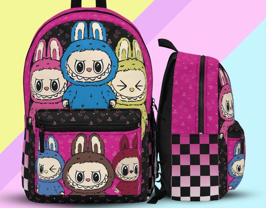 Labubu Fuchsia Pink Backpack for Laptops - Back to School Bag