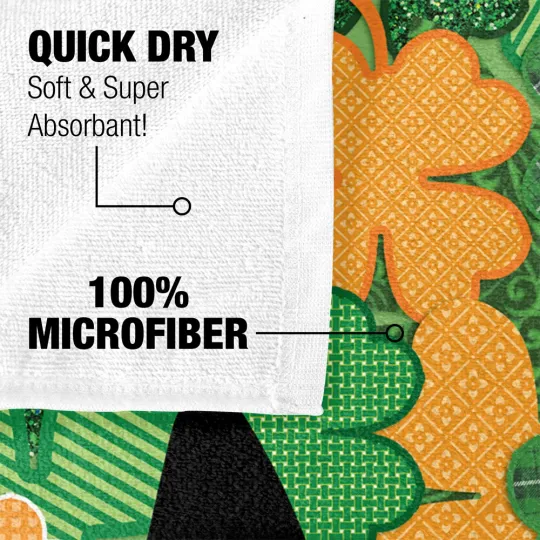 St. Patrick's Day Beach Towel 30"x60" Black Cat Lightweight Microfiber Bath