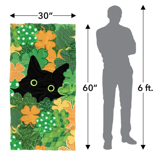 St. Patrick's Day Beach Towel 30"x60" Black Cat Lightweight Microfiber Bath