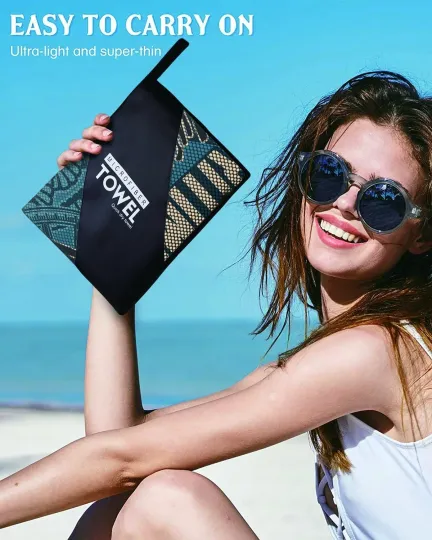 Thin Lightweight Microfiber Beach Towel Extra Large 36"x72", Sand Free Quick Dry