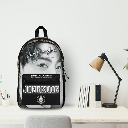 BTS Jungkook Black Backpack, Kpop Army Knapsack, Jeon Jungkook Bag, BTS Merchandise