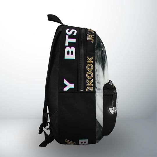 BTS Jungkook Black Backpack, Kpop Army Knapsack, Jeon Jungkook Bag, BTS Merchandise