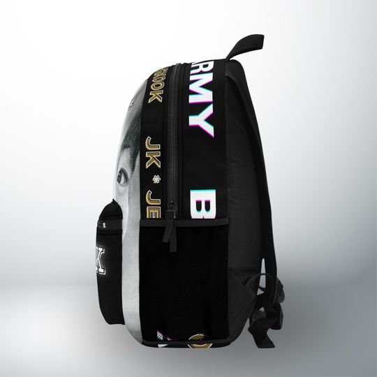 BTS Jungkook Black Backpack, Kpop Army Knapsack, Jeon Jungkook Bag, BTS Merchandise