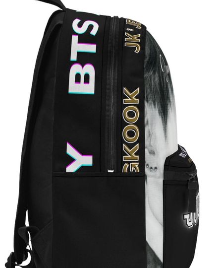 BTS Jungkook Black Backpack, Kpop Army Knapsack, Jeon Jungkook Bag, BTS Merchandise