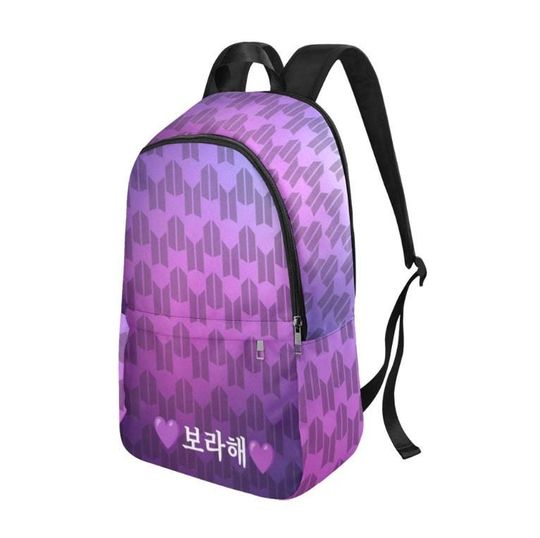 Borahae BTS & ARMY Logos Fabric Backpack - K-Pop Inspired School Accessories