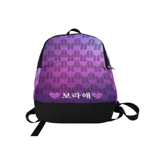 Borahae BTS & ARMY Logos Fabric Backpack - K-Pop Inspired School Accessories