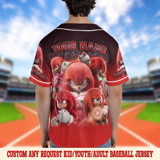 Knuckles the Echidna Baseball Jersey, Sonic the Hedgehog 3 Jersey, Knuckles Jersey, Shadow the Hedgehog Jersey