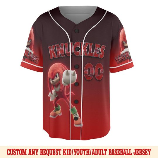 Knuckles the Echidna Baseball Jersey, Sonic the Hedgehog 3 Jersey, Knuckles Jersey, Shadow the Hedgehog Jersey