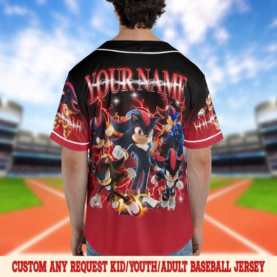 Shadow the Hedgehog Baseball Jersey, Sonic Baseball Jersey, Sonic the Hedgehog 3 Jersey