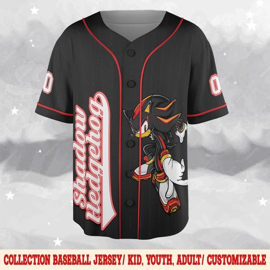 Personalized Sonic Shadow Baseball Jersey, Sonic Birthday Gift, Custom Shadow Birthday Boy Jersey, Sonic Knuckles, Tails, Silver
