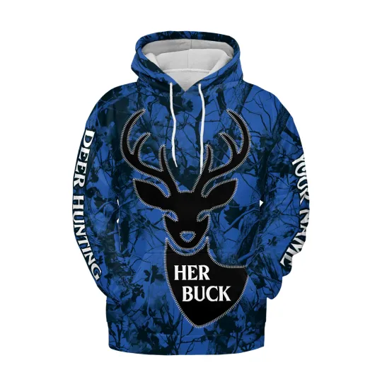 Personalized Deer Couple Hoodie 3D, Deer Lover Hunting Hoodie