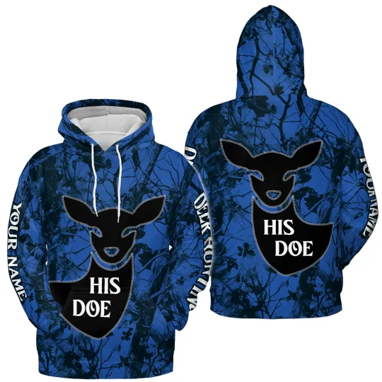 Personalized Deer Couple Hoodie 3D, Deer Lover Hunting Hoodie
