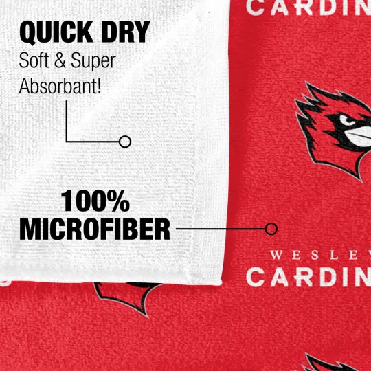 Wesleyan University Beach Towel/Bath Towel, 30"x60" Logo Pattern