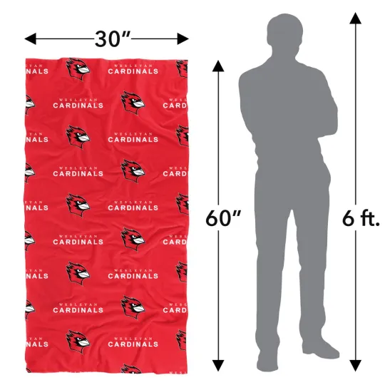 Wesleyan University Beach Towel/Bath Towel, 30"x60" Logo Pattern