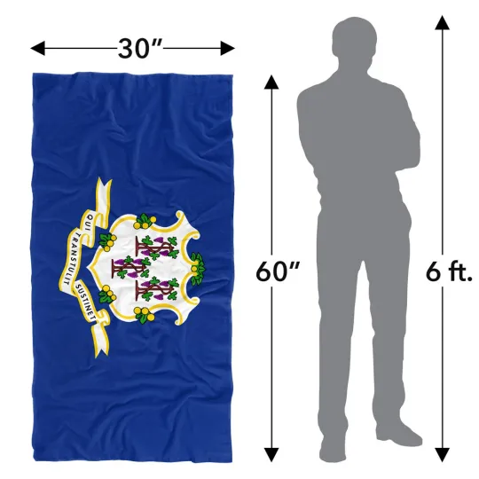 Connecticut Flag Beach Towel, 30"x60" Beach Towel