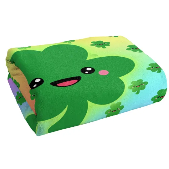 30"x60" Chibi Shamrock Beach Towel Irish St Patricks Lightweight Microfiber Bath