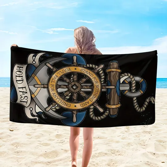 Microfiber Beach Towel Quick Drying Soft Lightweight Anchor Letters Bath Towels