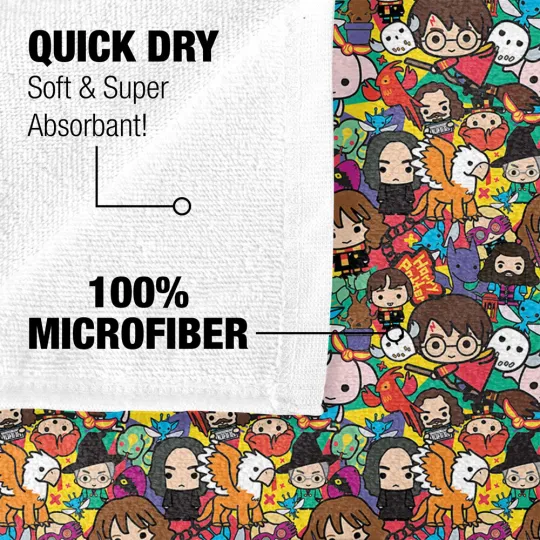 Harry Potter Hero Chibi Collage Officially Licensed Beach Towel 30"x60"