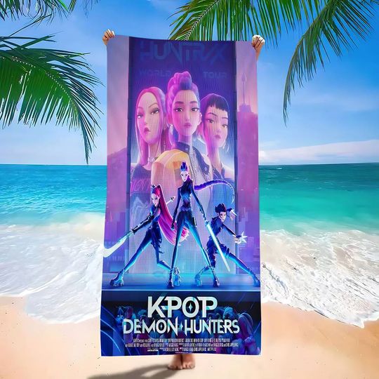 Popular Anime K-Pop D-Demon Hunters Microfiber Beach Towel