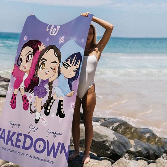 Popular Anime K-Pop D-Demon Hunters Microfiber Beach Towel