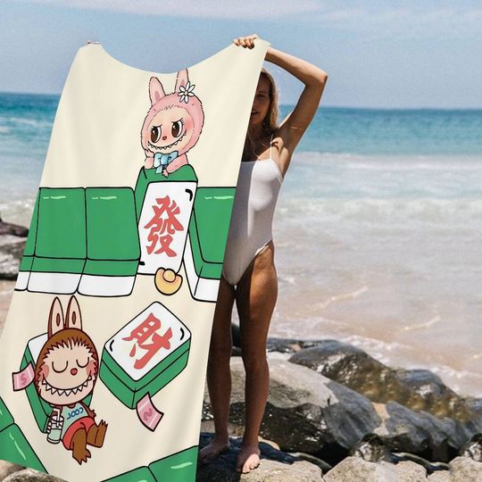 Cute Labubu  Beach Towel
