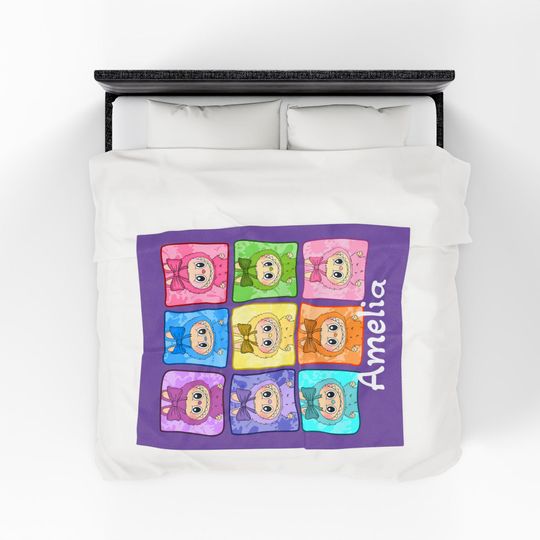 Personalized Labubu Fleece Blanket | Gift For Kid | Back To School Gift