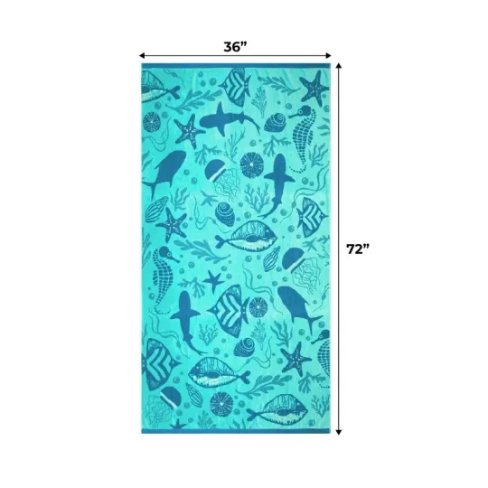 Luxuriously Soft Oversized Sea Life Beach Towel Quick Dry Eco-Friendly Absorbent
