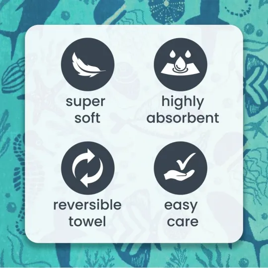 Luxuriously Soft Oversized Sea Life Beach Towel Quick Dry Eco-Friendly Absorbent