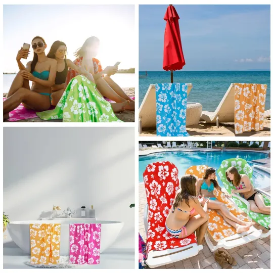 6 Pcs Microfiber Beach Towel 28 X 59 Inch Oversized Large Quick Dry Lightweight