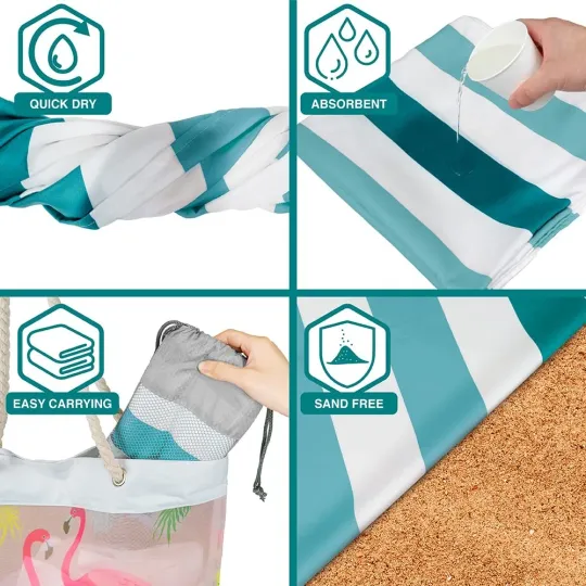Sun Cube Microfiber Beach Towel, Quick Dry Sand Free Beach Towel, Lightweight, C