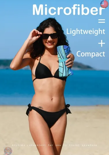 Microfiber Thin Lightweight Beach Towel Sand Free Quick Dry Absorbent Compact