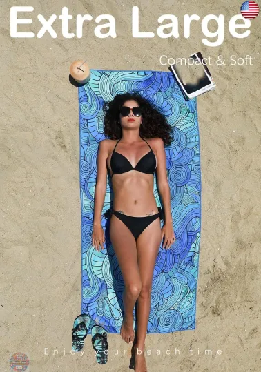 Microfiber Thin Lightweight Beach Towel Sand Free Quick Dry Absorbent Compact