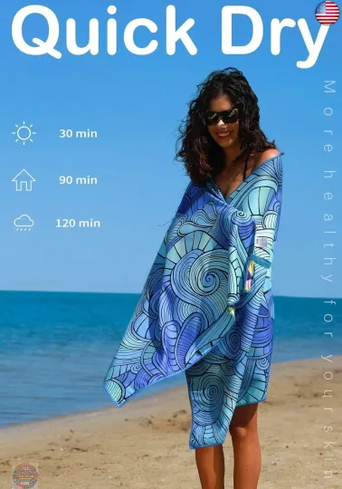 Microfiber Thin Lightweight Beach Towel Sand Free Quick Dry Absorbent Compact